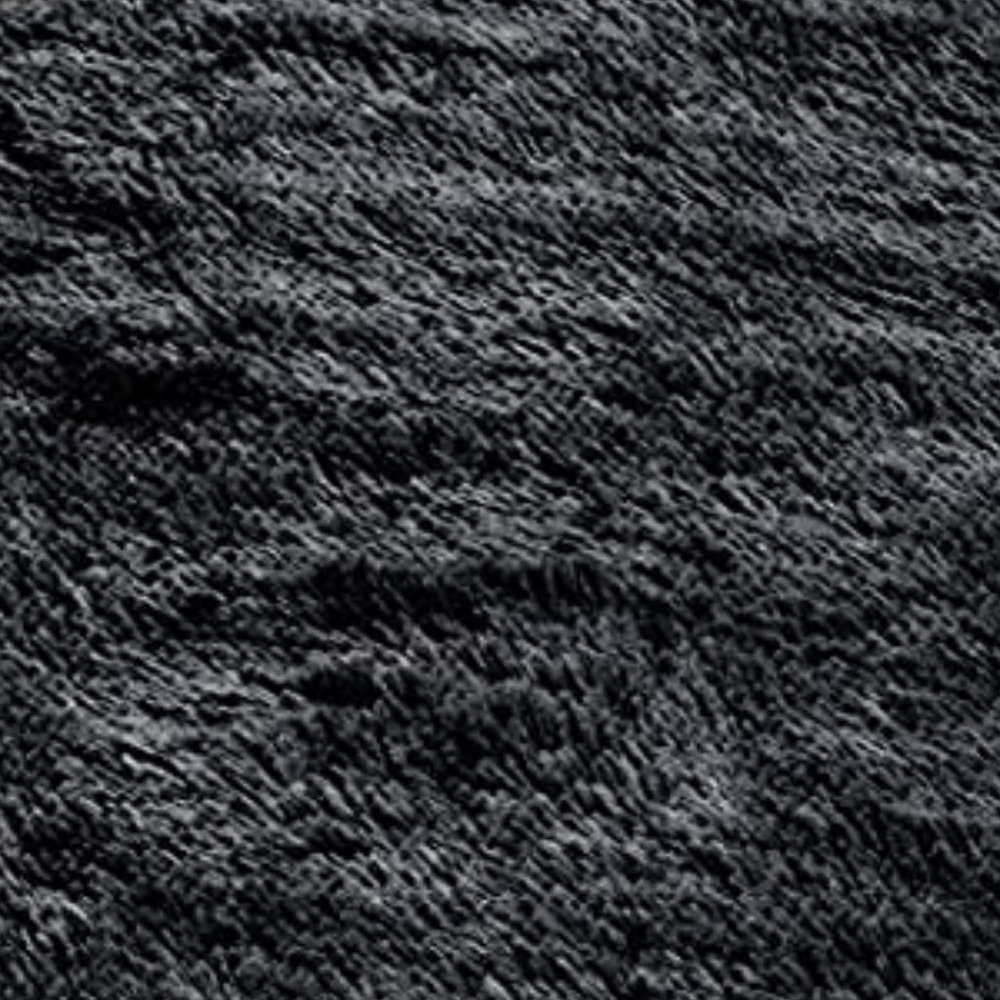 Black Solid Shaggy & Fluffy Round Rug - Picture 4 of 4